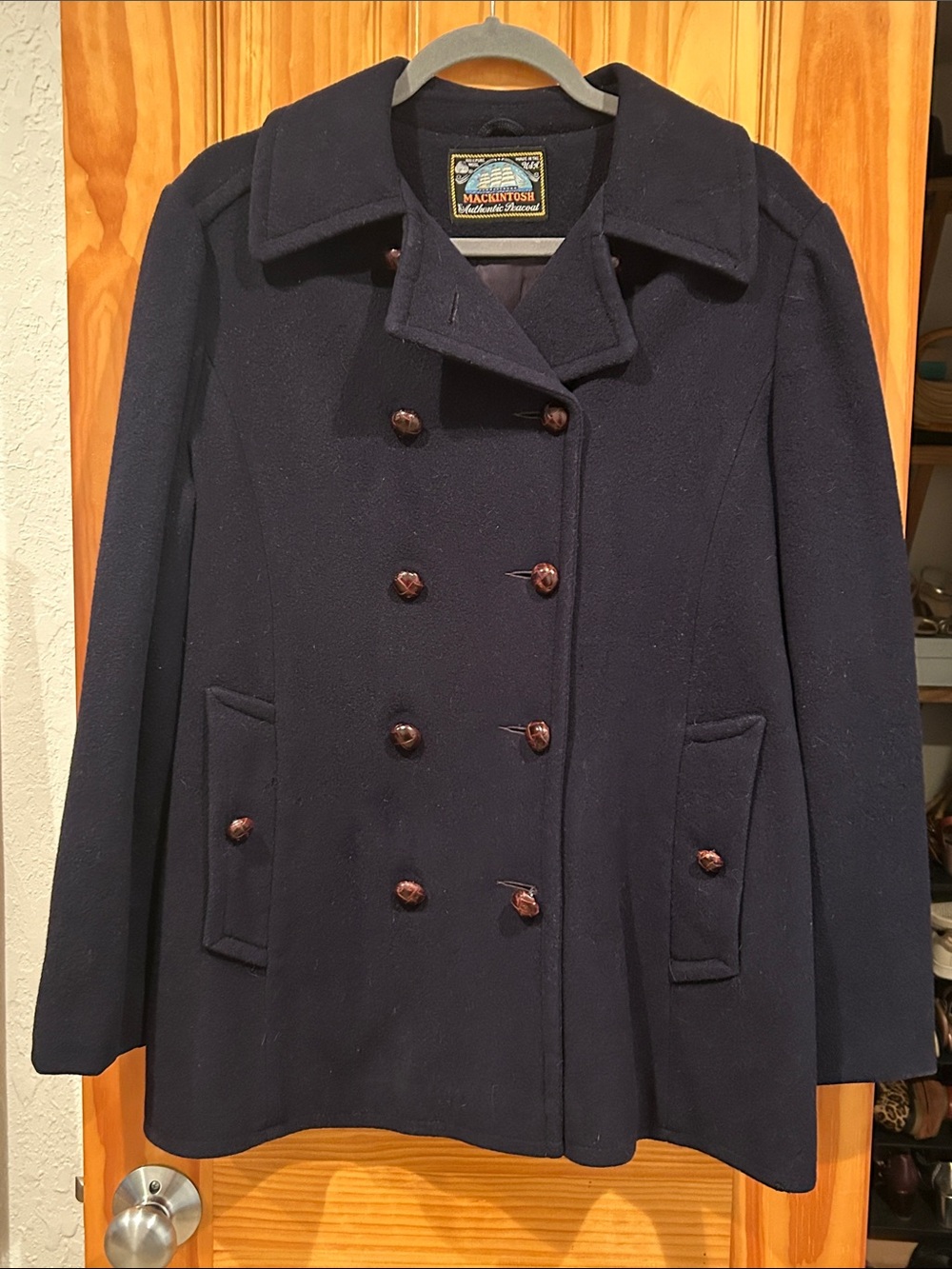 Vintage New England Mackintosh Wool Navy Double-Breasted Peacoat